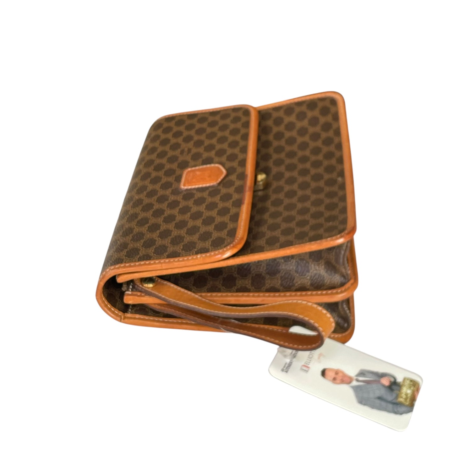 Celine Macadam Monogram GHW Canvas Brown Leather Clutch