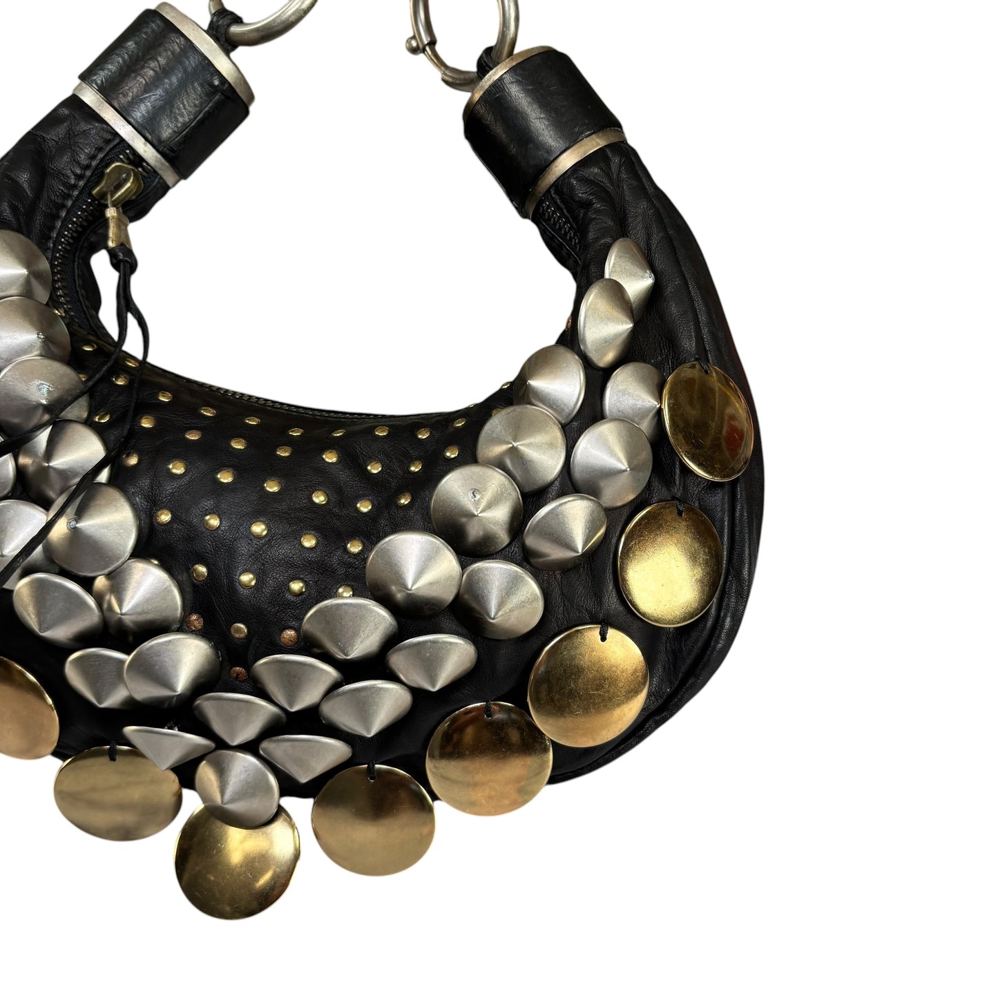 Chloe Y2K Aubrey Black Leather Med Hobo Stud Embellished Hobo