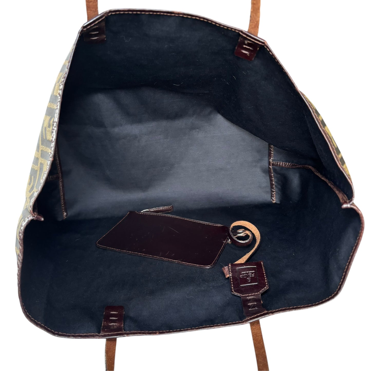 Fendi Y2K Zucca Monogram Brown Canvas / Leather MM Tote