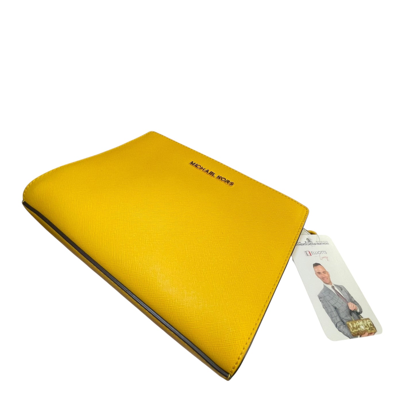 Michael Kors Selma Small Saffiano Leather Yellow White Satchel Crossbody