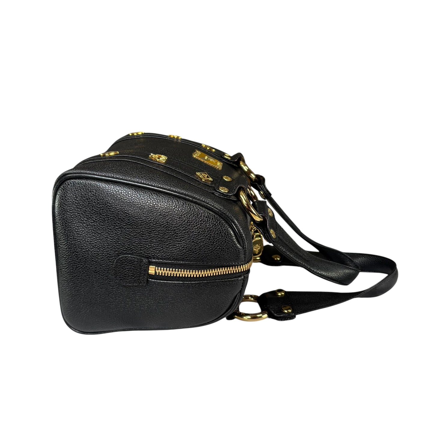 MCM Viestos GHW Black Mini Boston Studded Zip Purse 9”
