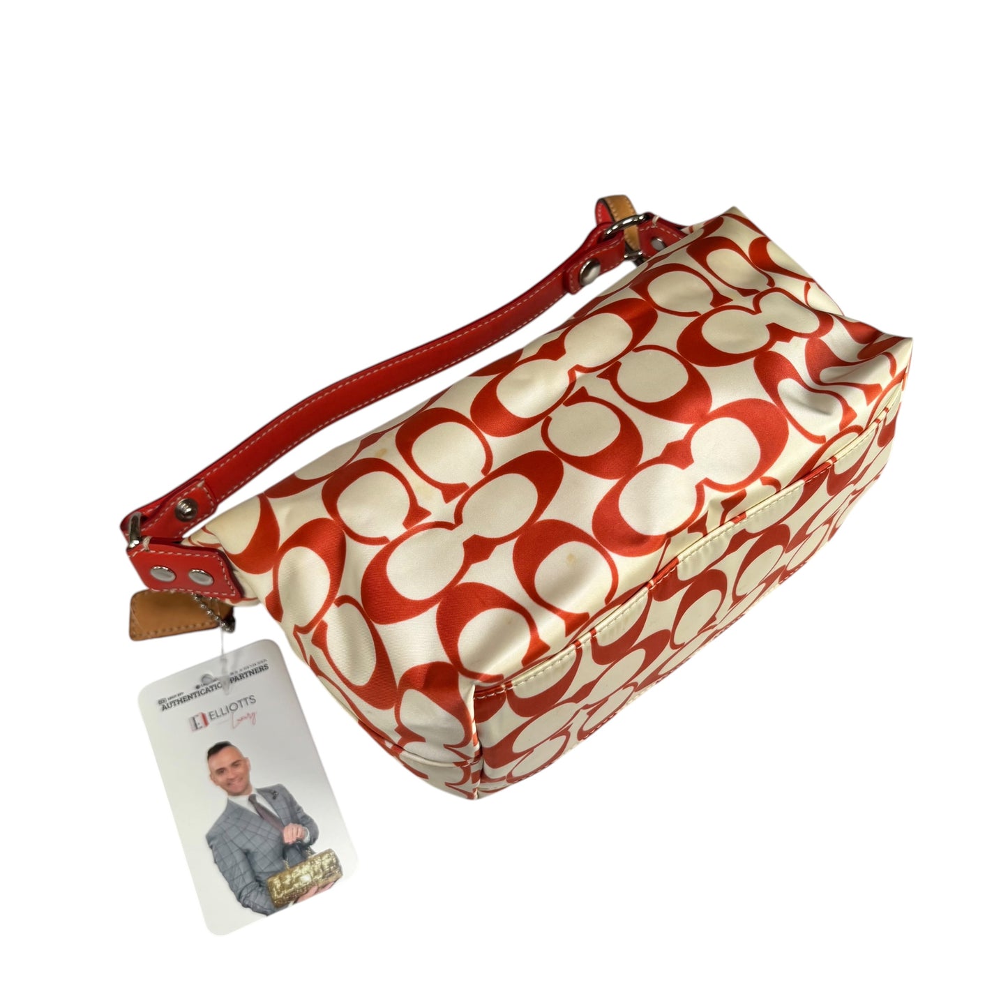 Coach Mini Hampton Red Nylon Cosmetic Make-Up Shoulder Purse