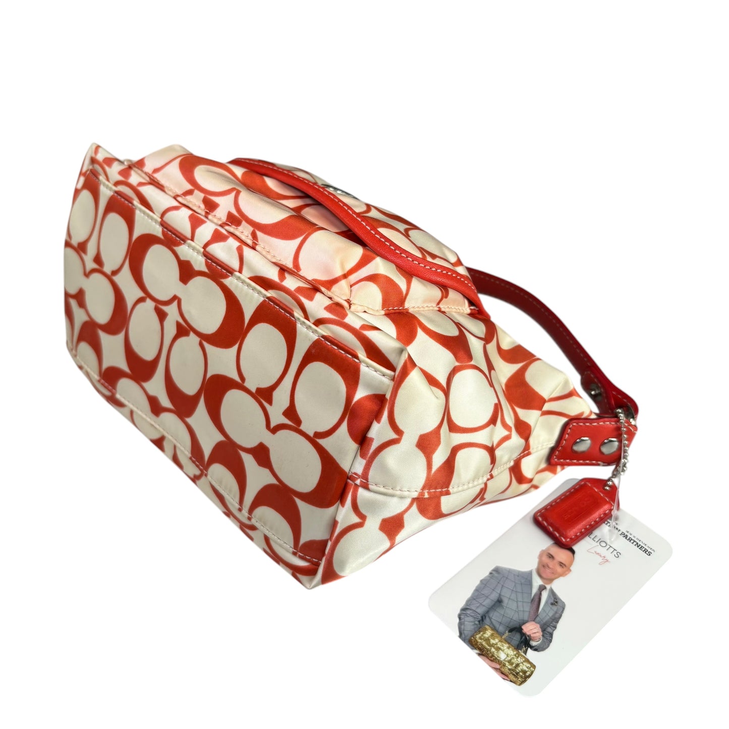 Coach Mini Hampton Red Nylon Cosmetic Make-Up Shoulder Purse