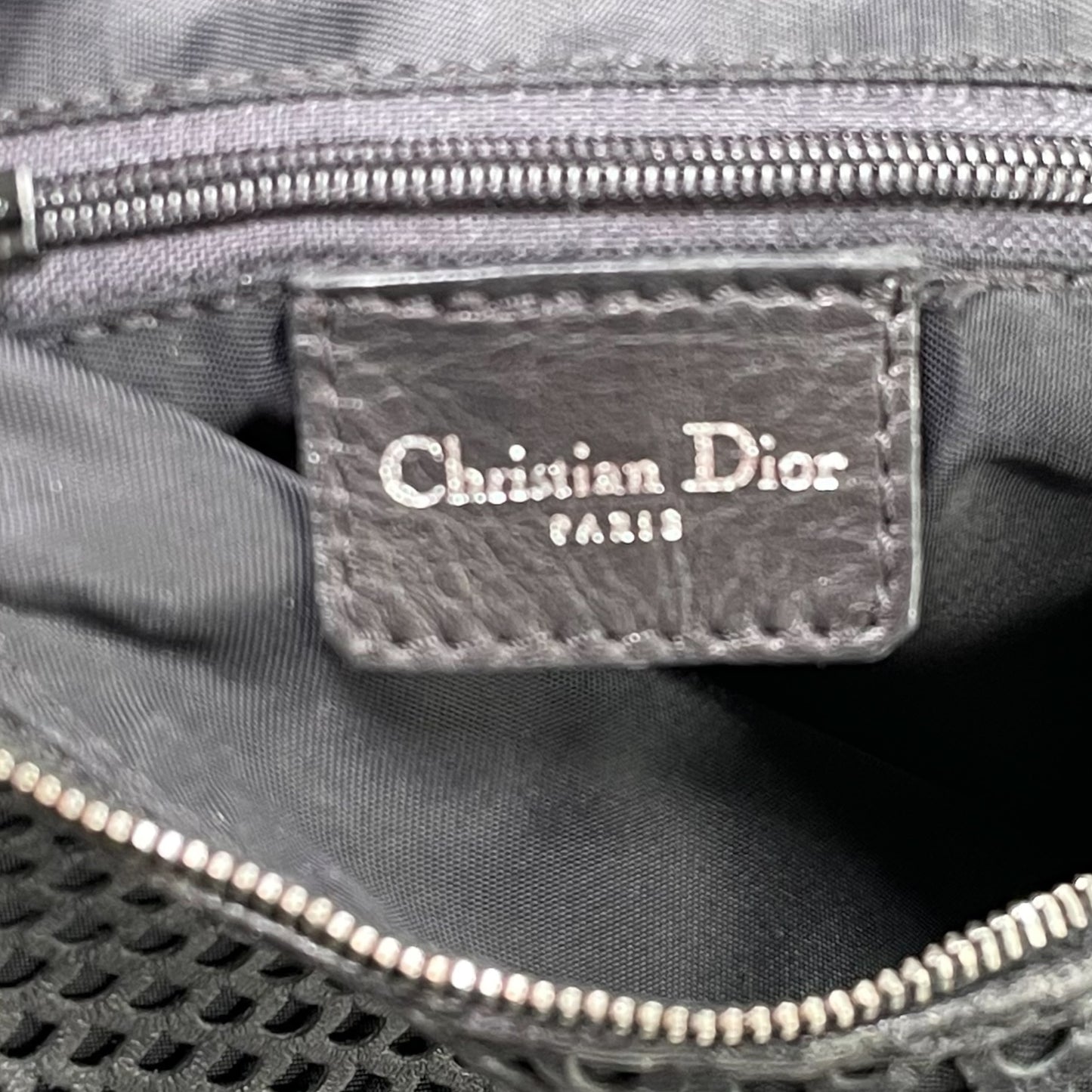Christian Dior Y2K Perforated Leather Black CD Logo Shoulder Hobo bag Purse