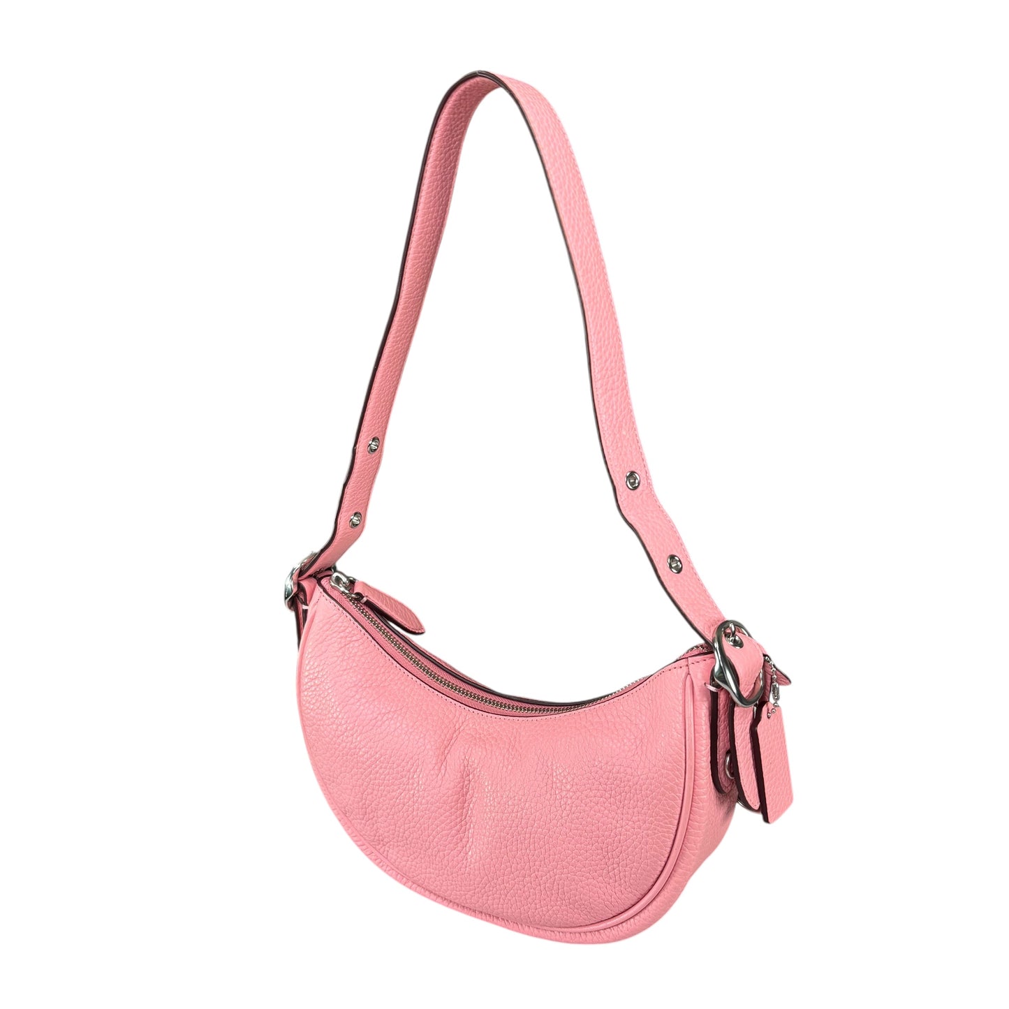 Coach Luna Pink Crescent SHW 2-Way Pebbled Leather Purse