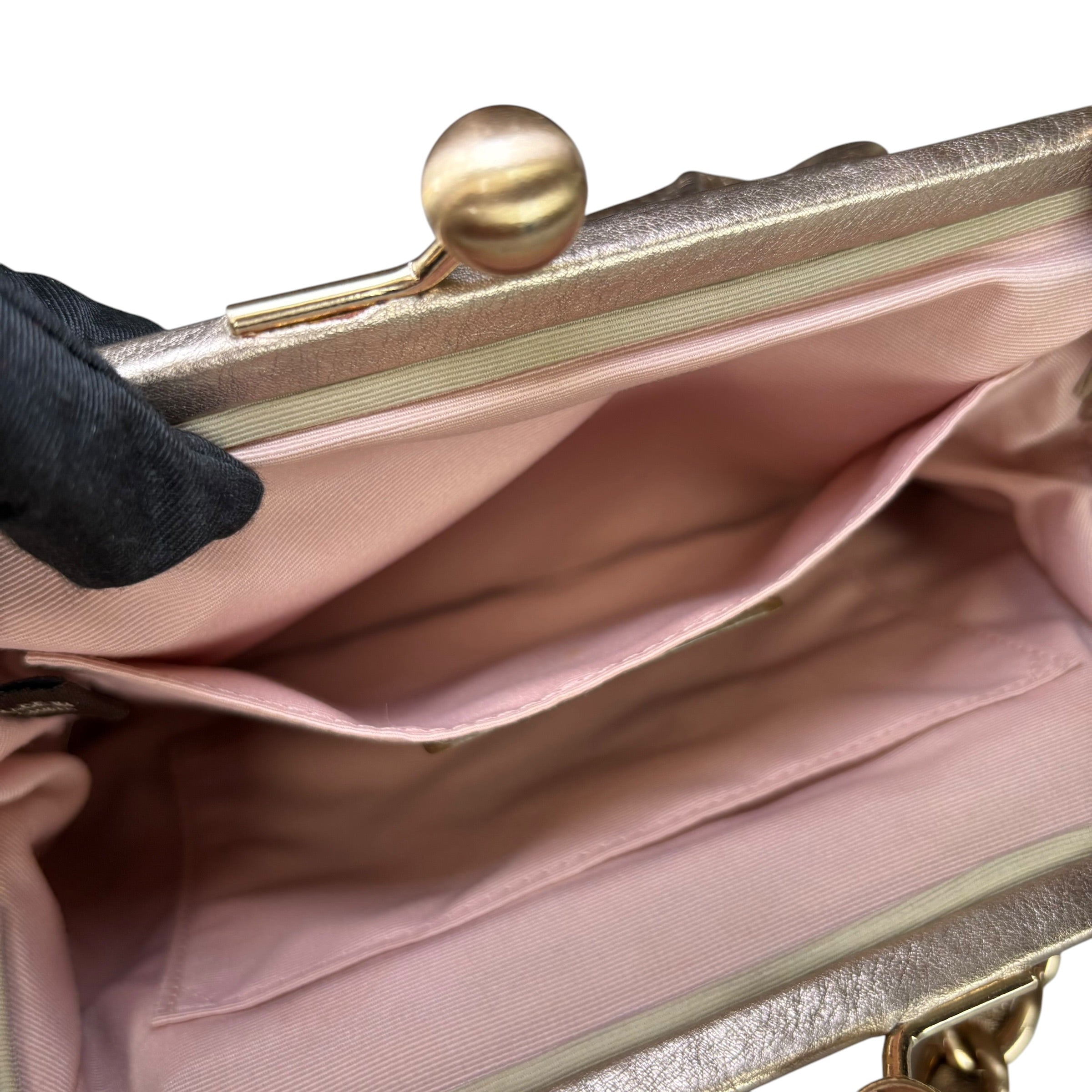Coach Y2K Parker Rose Gold Metallic Leather Kiss-Lock Shoulder