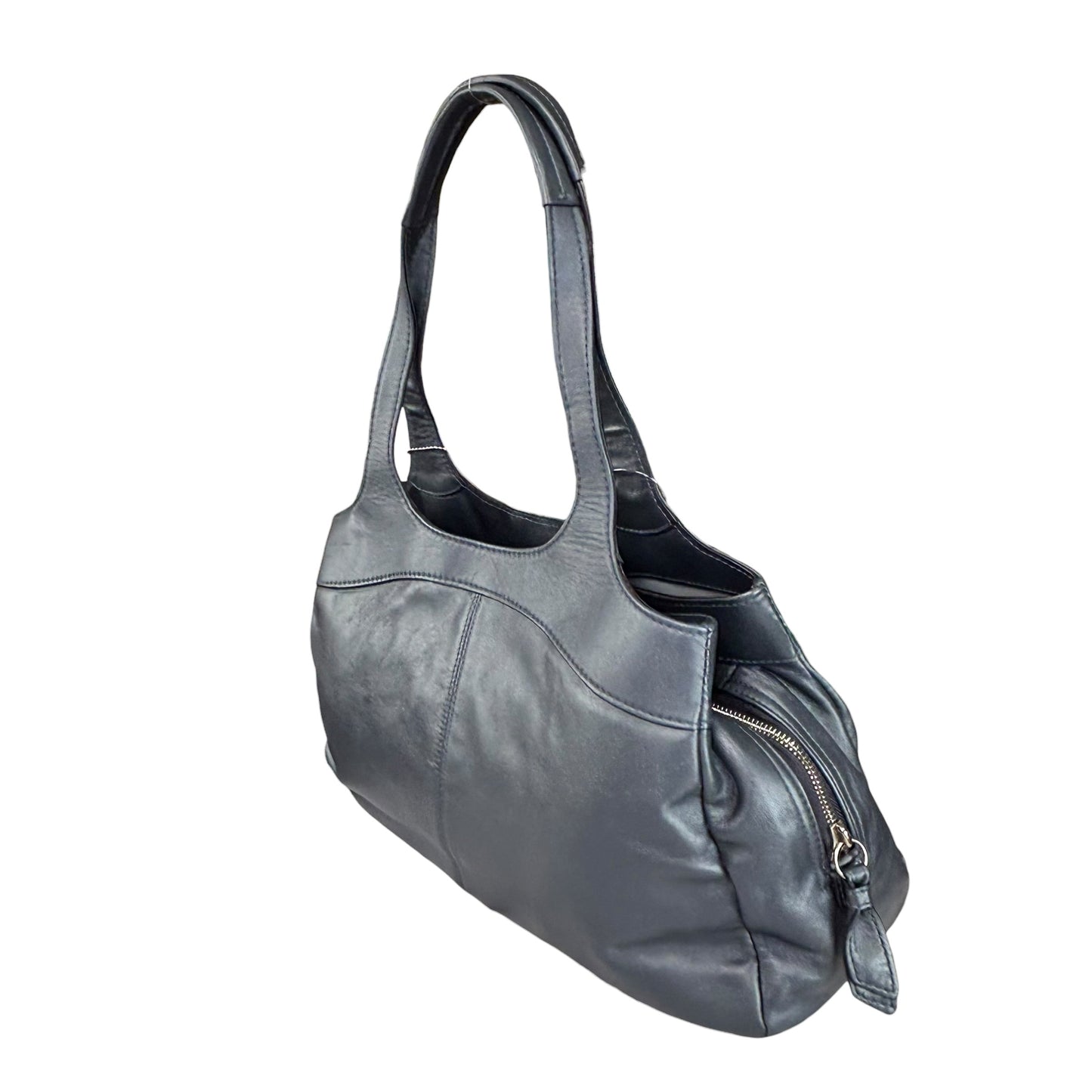 Coach Lexi SHW Metallic Grey Leather Large Shoulder Hobo Pursw
