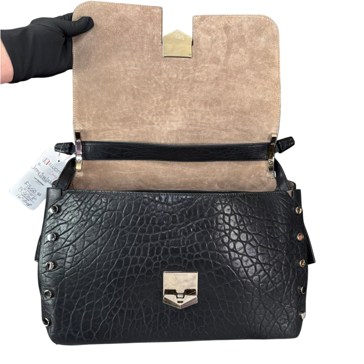 Jimmy Choo Lockett Black Large SHW 2-Way Satchel Bag