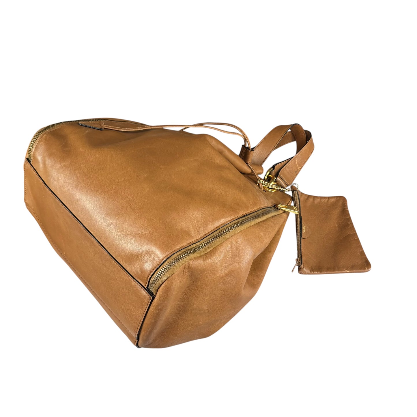 Celine Gold Brown Leather GHW Pouch Drawstring Bucket Hobo Bag