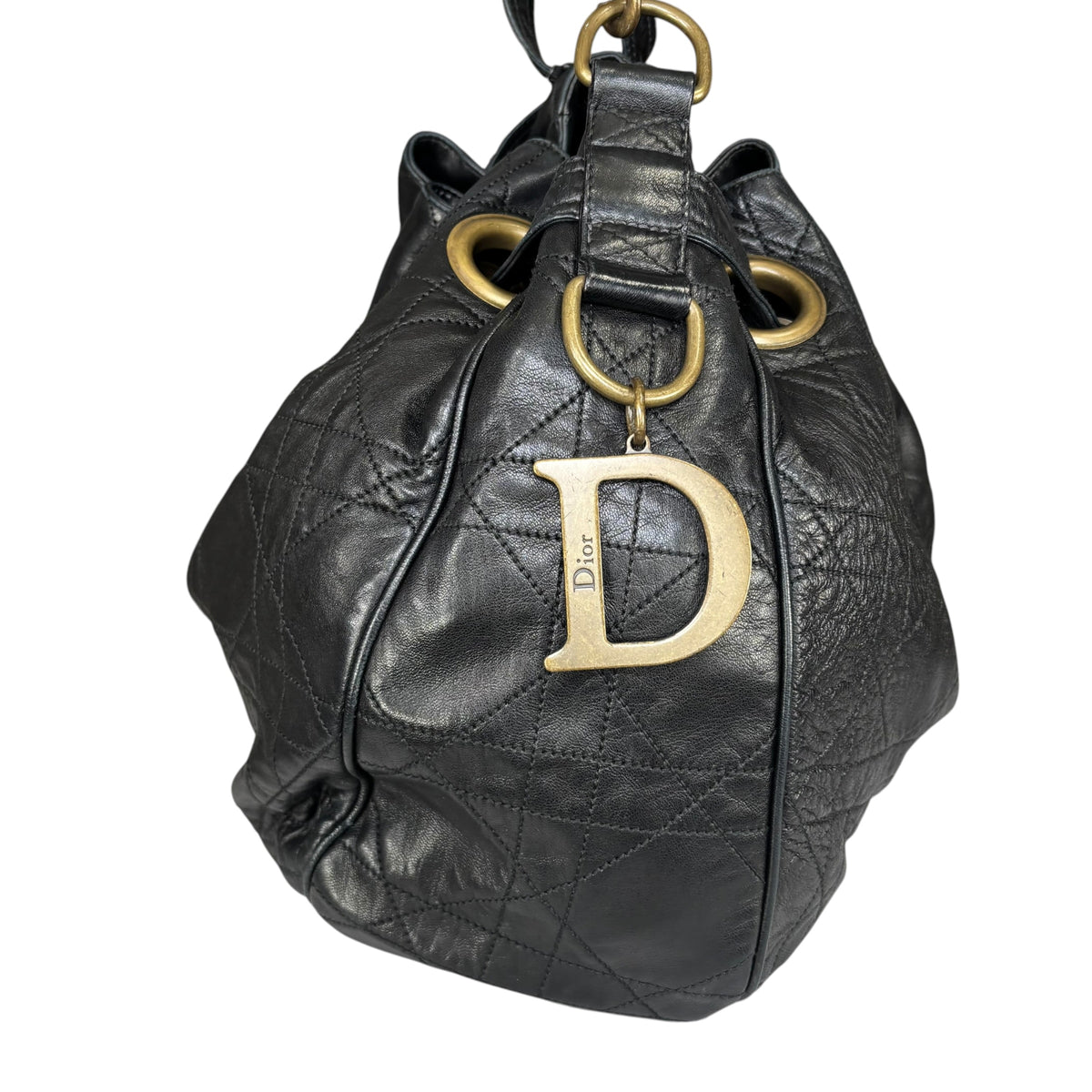 Christian Dior Lady Dior Cannage Lambskin XL Hobo Shoulder Purse