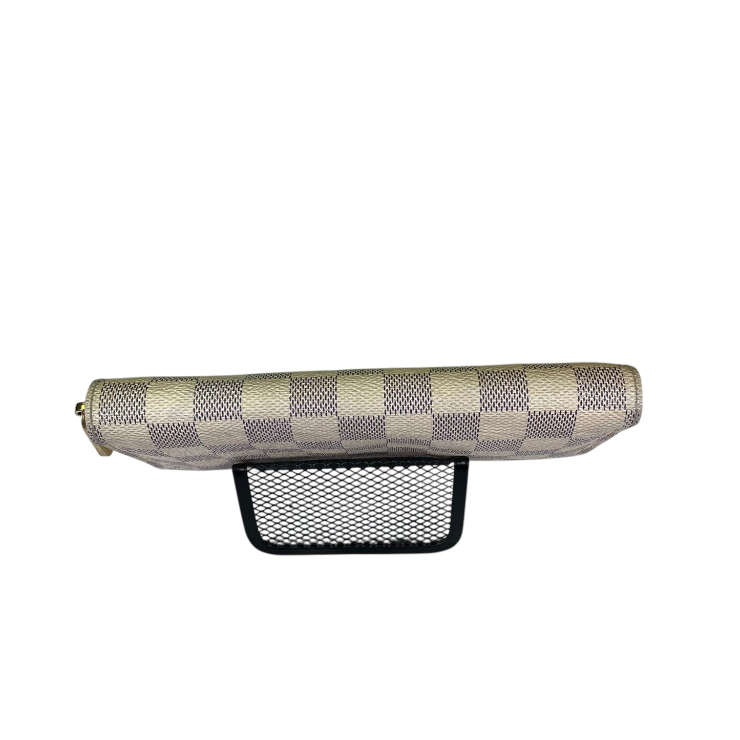 Louis Vuitton Azur Damier Long Coated Canvas White Gold Zip Around Bi-Fold Wallet