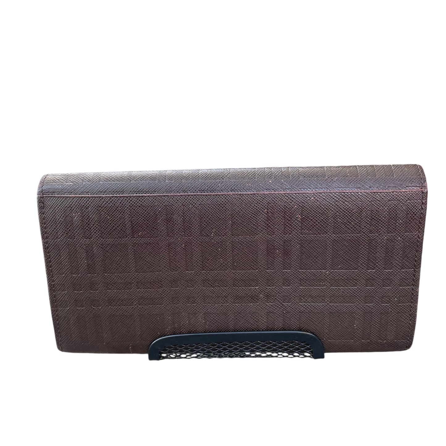 Burberry Brown Nova Check Embossed Saffiano Leather Bi-Fold Zip Wallet