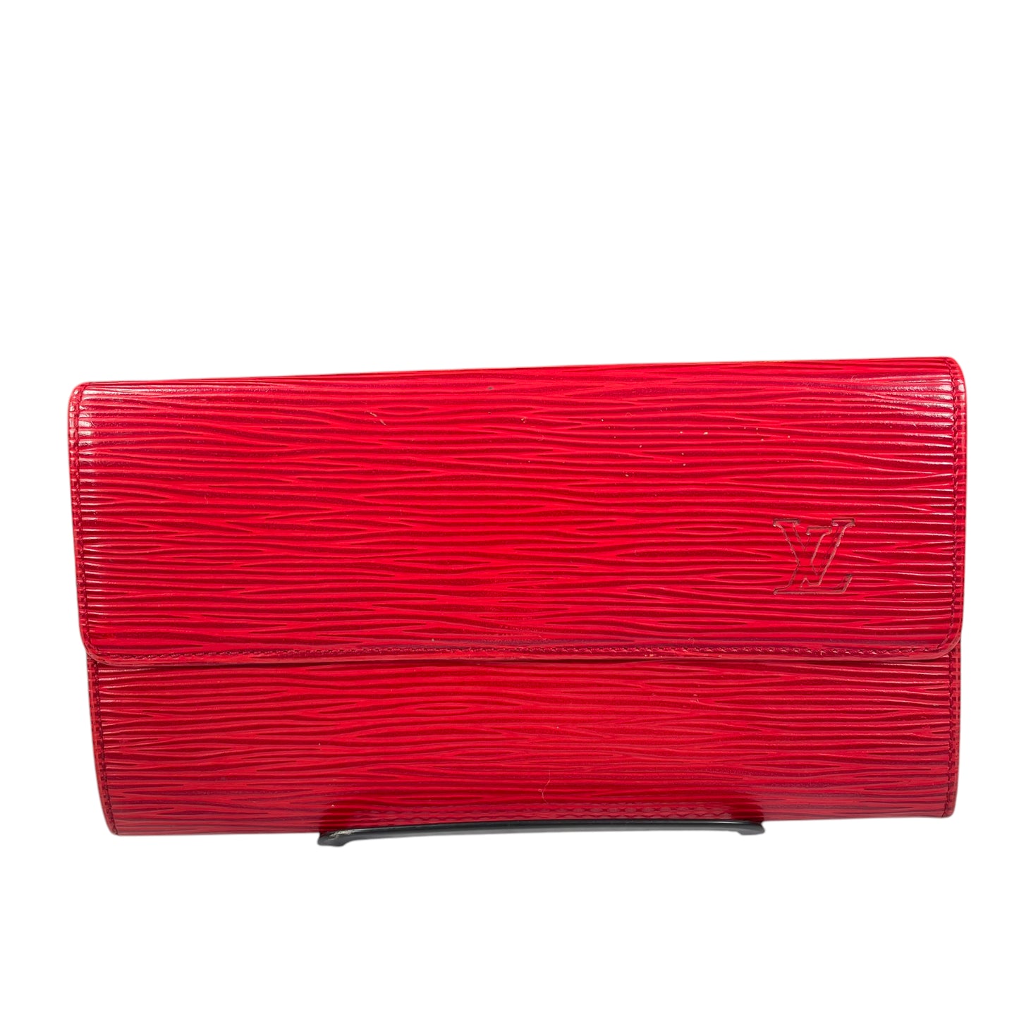 Louis Vuitton Epi Woodgrain Leather Red International Snap Zip Coin Long Wallet