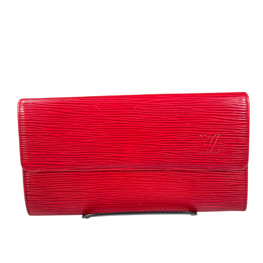 Louis Vuitton Epi Woodgrain Leather Red International Snap Zip Coin Long Wallet