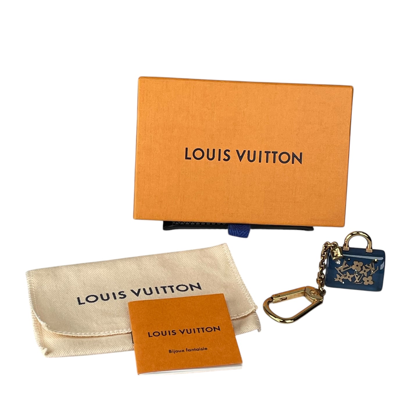 Louis Vuitton Speedy Blue Acrylic Mini Floral Bag Charm Key Holder w/ Box