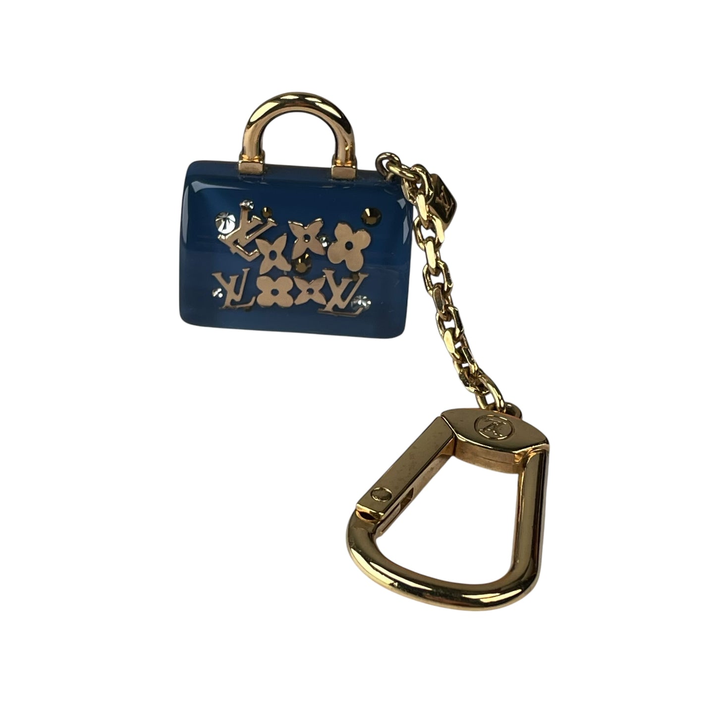 Louis Vuitton Speedy Blue Acrylic Mini Floral Bag Charm Key Holder w/ Box