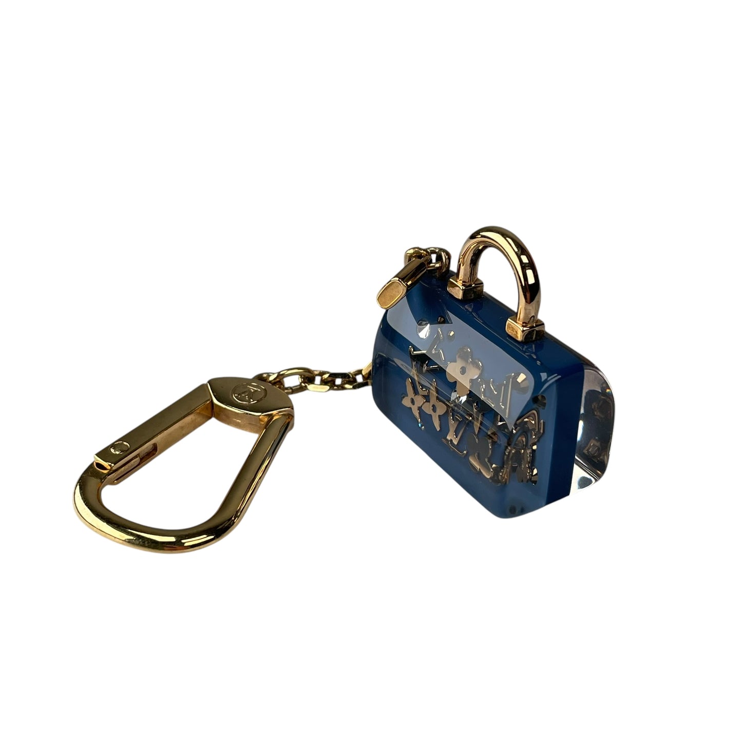 Louis Vuitton Speedy Blue Acrylic Mini Floral Bag Charm Key Holder w/ Box