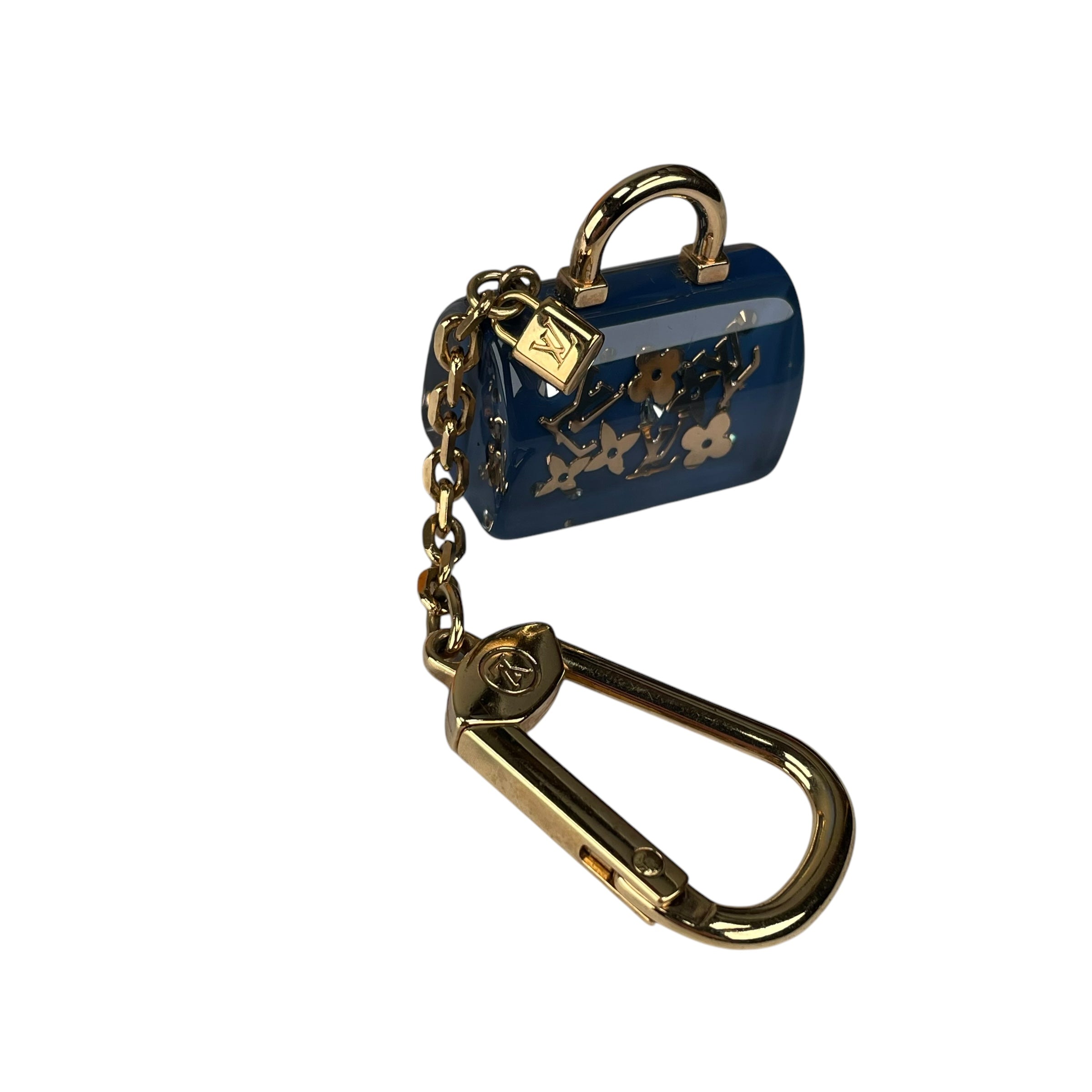 Louis Vuitton Speedy Blue Acrylic Mini Floral Bag Charm Key Holder