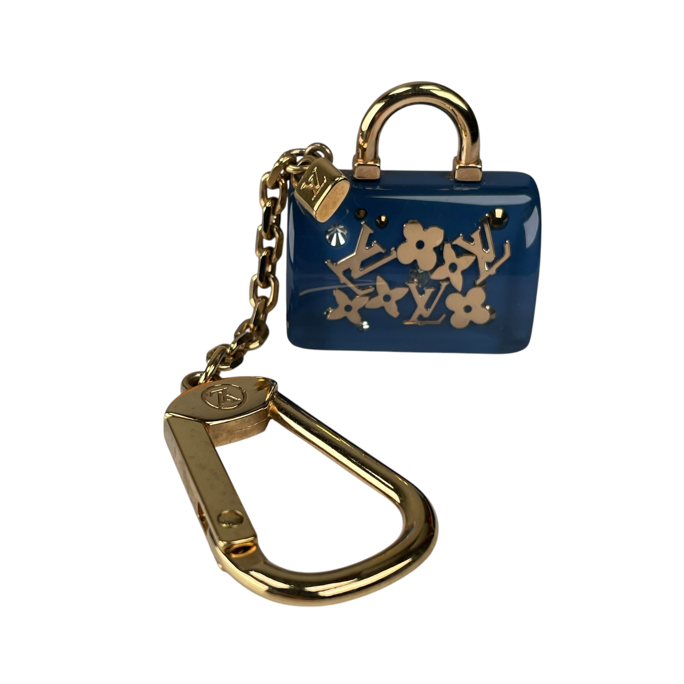 Louis Vuitton Speedy Blue Acrylic Mini Floral Bag Charm Key Holder