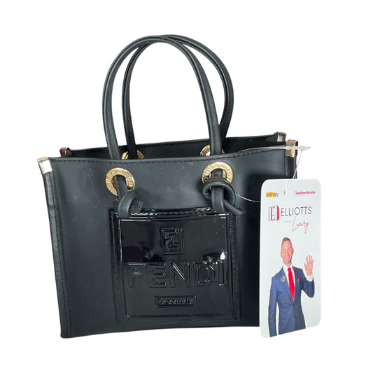 Fendi Mini Micro Fazzuolo Tote Black Matte GHW Vinyl Shopper Tote