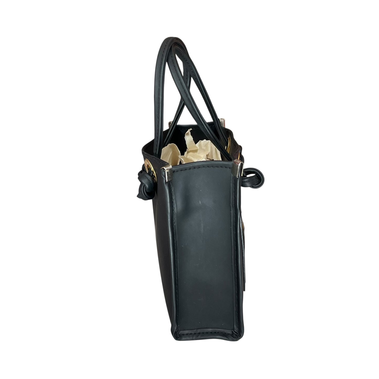 Fendi Mini Micro Fazzuolo Tote Black Matte GHW Vinyl Shopper Tote