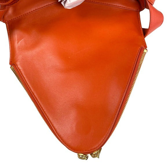 Bottega Vegan Pumkpin Spice Orange Large Hobo Beek Style Bag Dual Zip Front Bag Purse