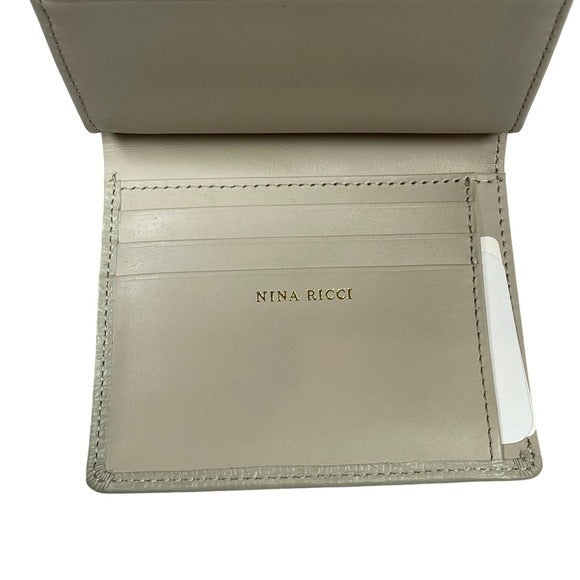 Nina Ricci Leather Kiss-Lock Compact Tri-Fold Wallet Gold-Tone Snappy Wallet