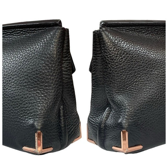 Alexander Wang Rose Gold Corners & Hardware Black Pebbled Leather Clutch Bucket
