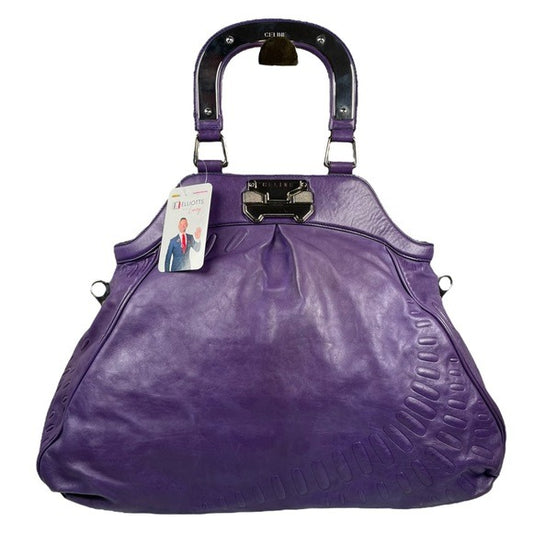 Celine Purple Large Satchel Leather Geo Swirl Abstract Pattern Shoulder Bag