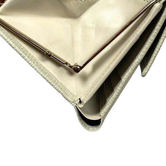 Nina Ricci Leather Kiss-Lock Compact Tri-Fold Wallet Gold-Tone Snappy Wallet